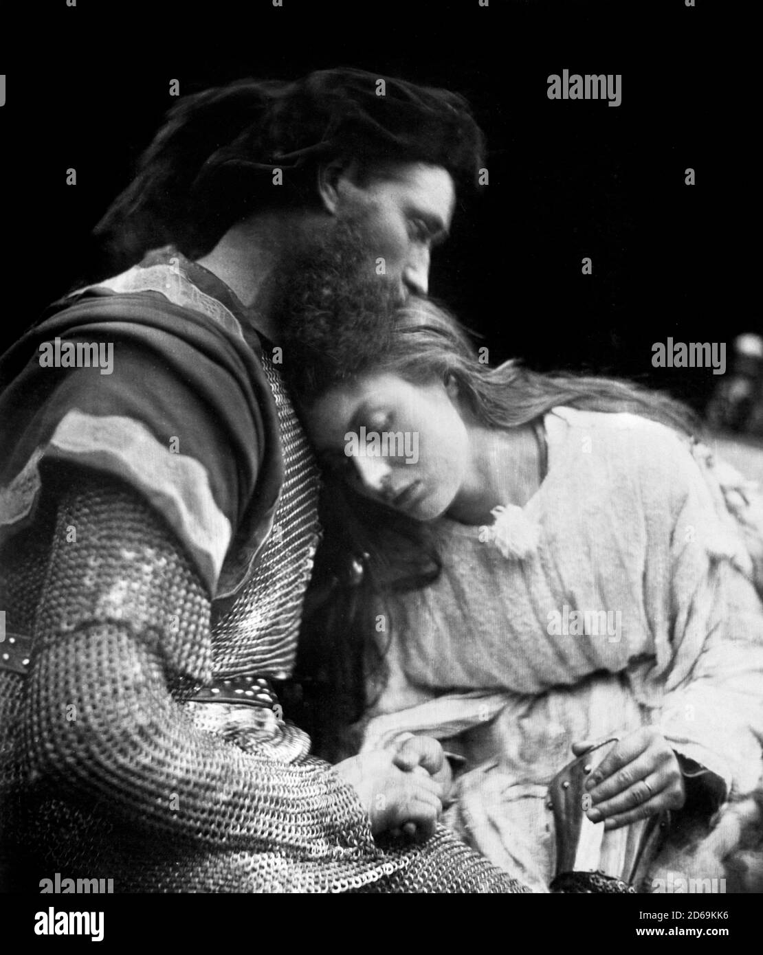Sir Lancelot. Photograph entitled “The Parting of Sir Lancelot and Queen Guinevere' by Julia Margaret Cameron (1815-1879), 1874 Stock Photo