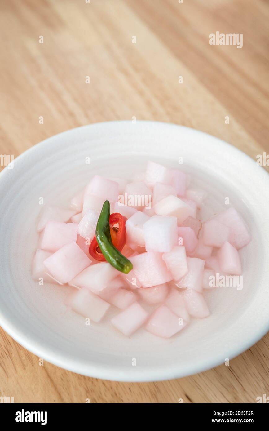Korean appetizer Food Kimchi radish Stock Photo Alamy