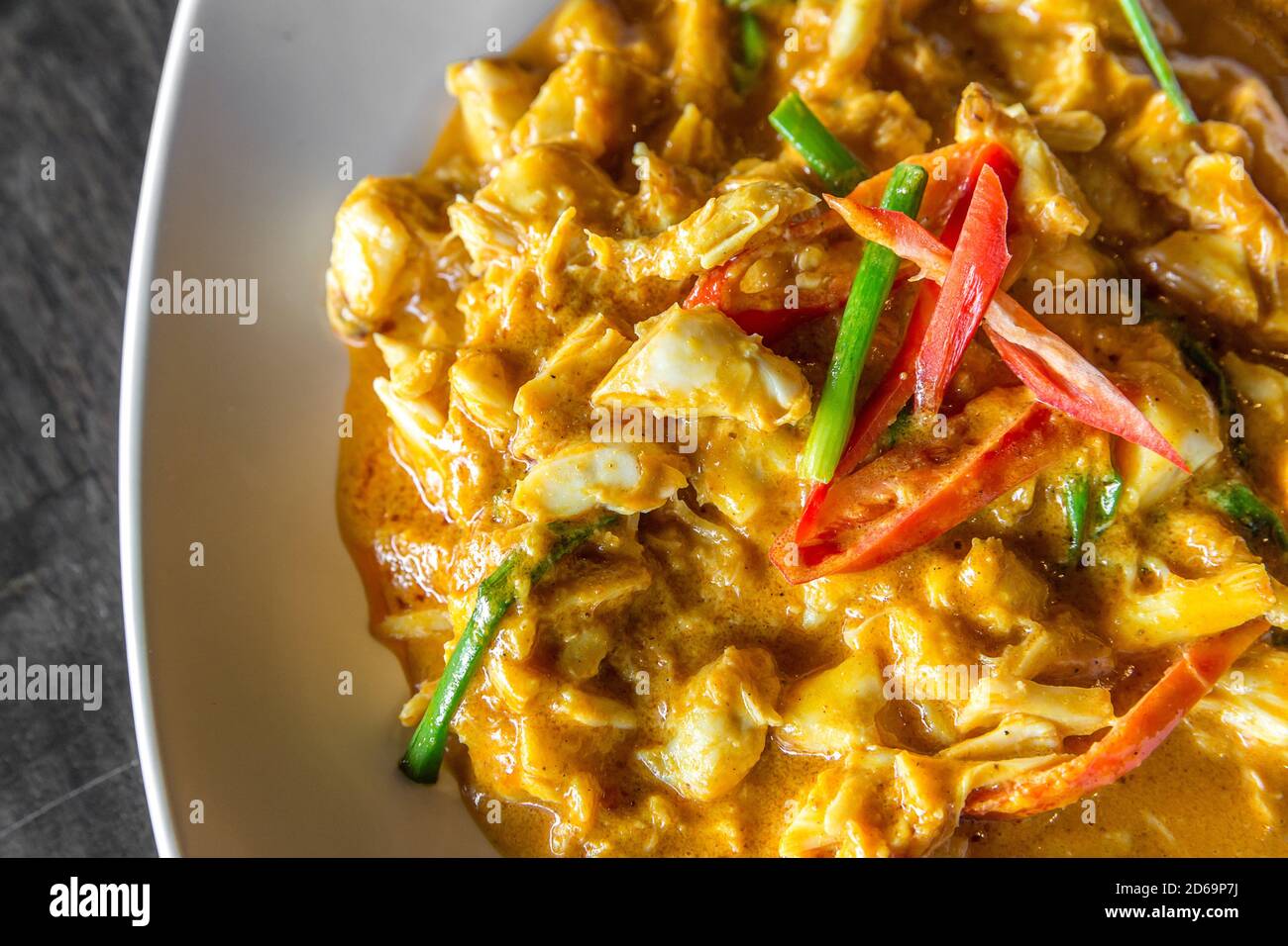 Chili Crab meat fried with curry in Thai style cuisine food Stock Photo