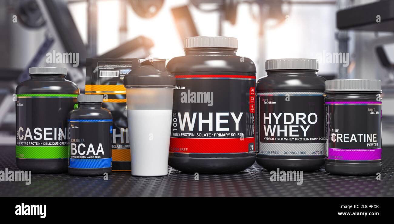 Sports nutrition supplements and chemistry for bodybuilding in gym