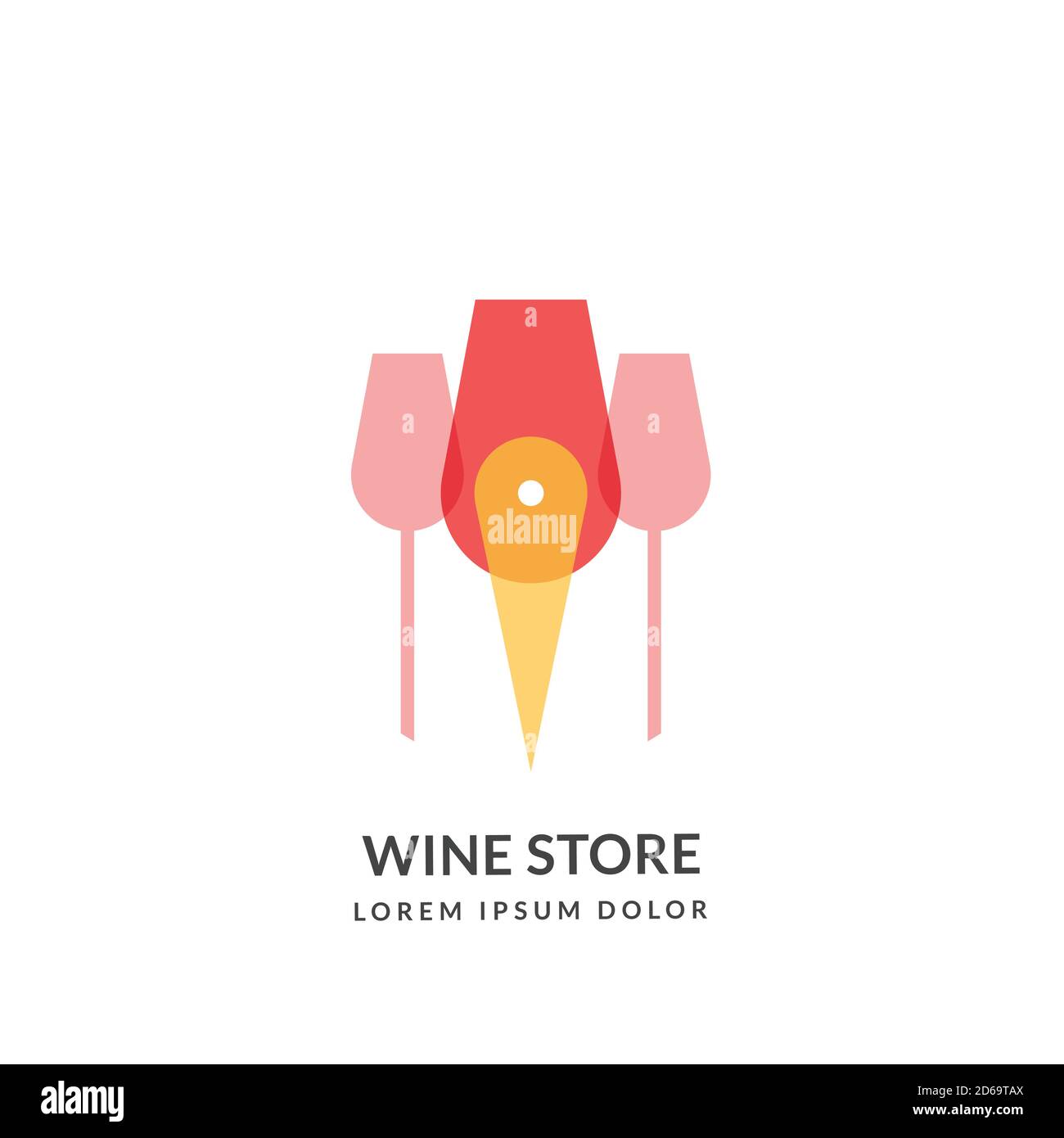 Wine glasses silhouette and map pin logo sign or emblem design template, isolated on white background. Winery or bar place location vector abstract il Stock Vector