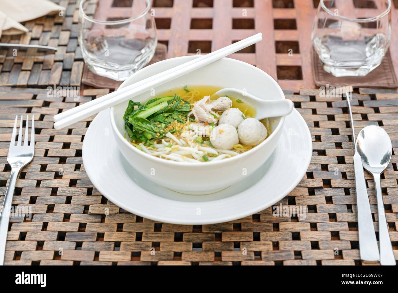 Chinese yellow noodle with fish ball Stock Photo Alamy