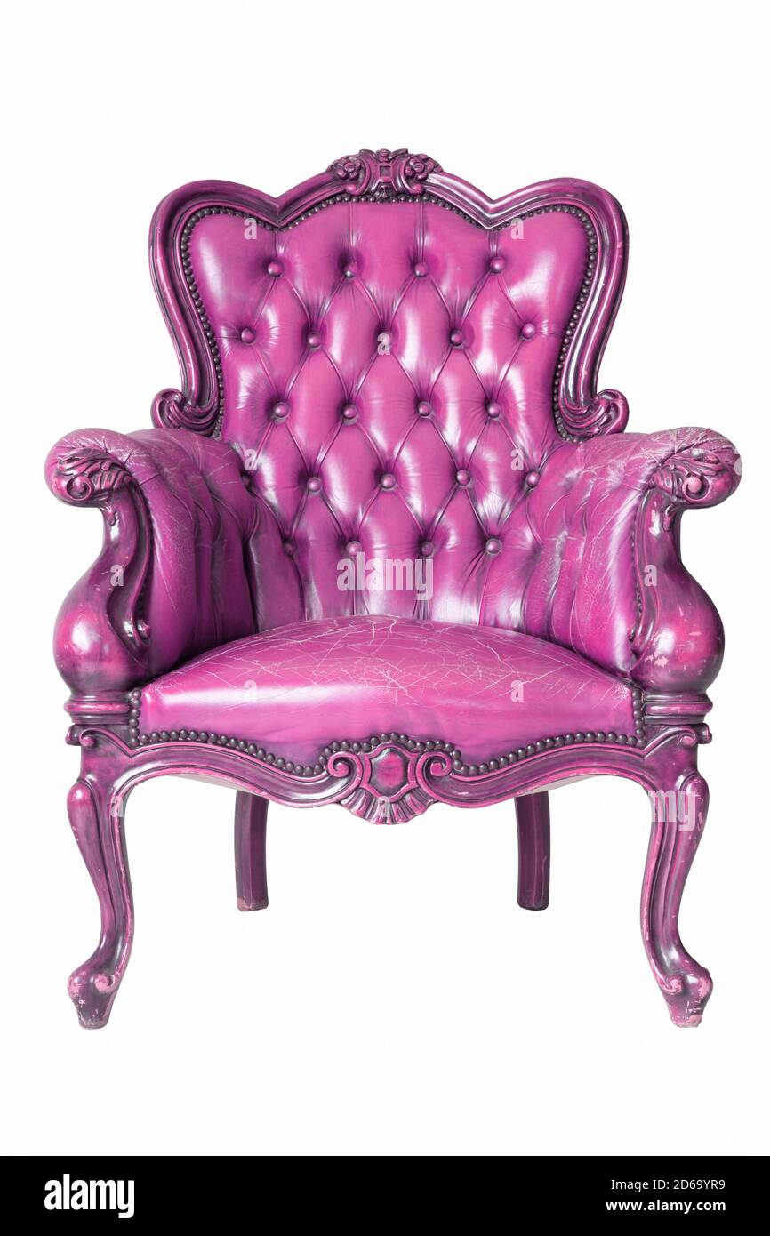 isolated Armchair Pink genuine leather classical style sofa with ...