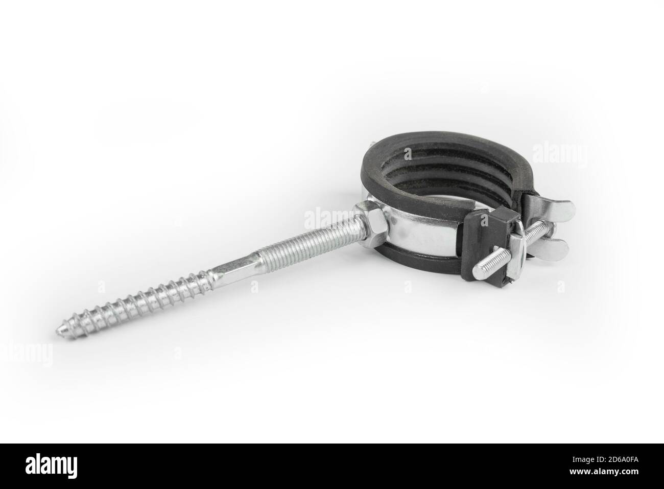 Metal pipe holder with a ring and bolt Stock Photo Alamy