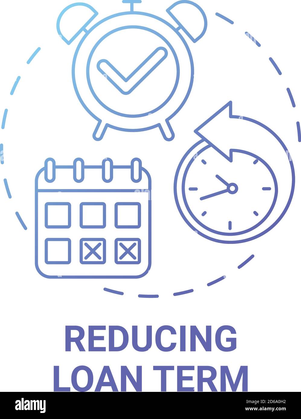 Reducing loan term concept icon Stock Vector