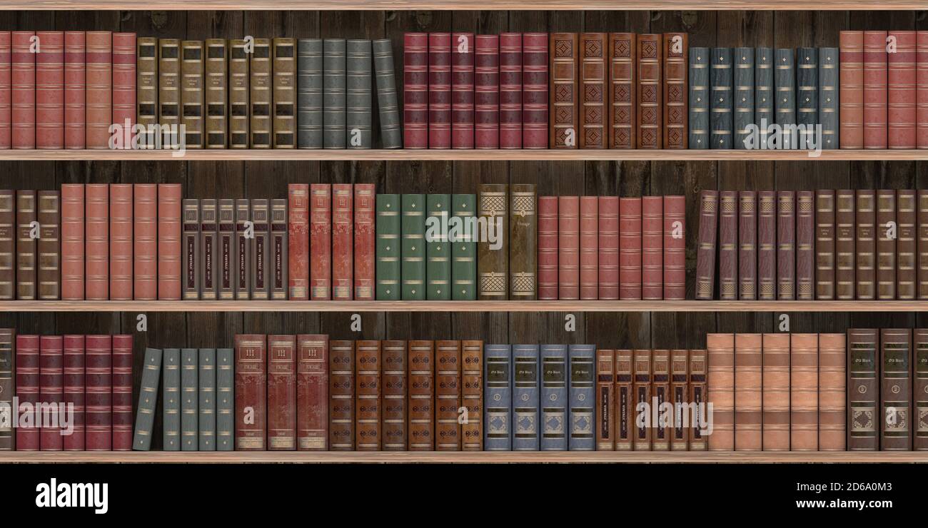 Vintage Books On Old Wooden Shelf Education Concept Background Tiled Seamless Texture Wallpaper 3d Illustration Stock Photo Alamy
