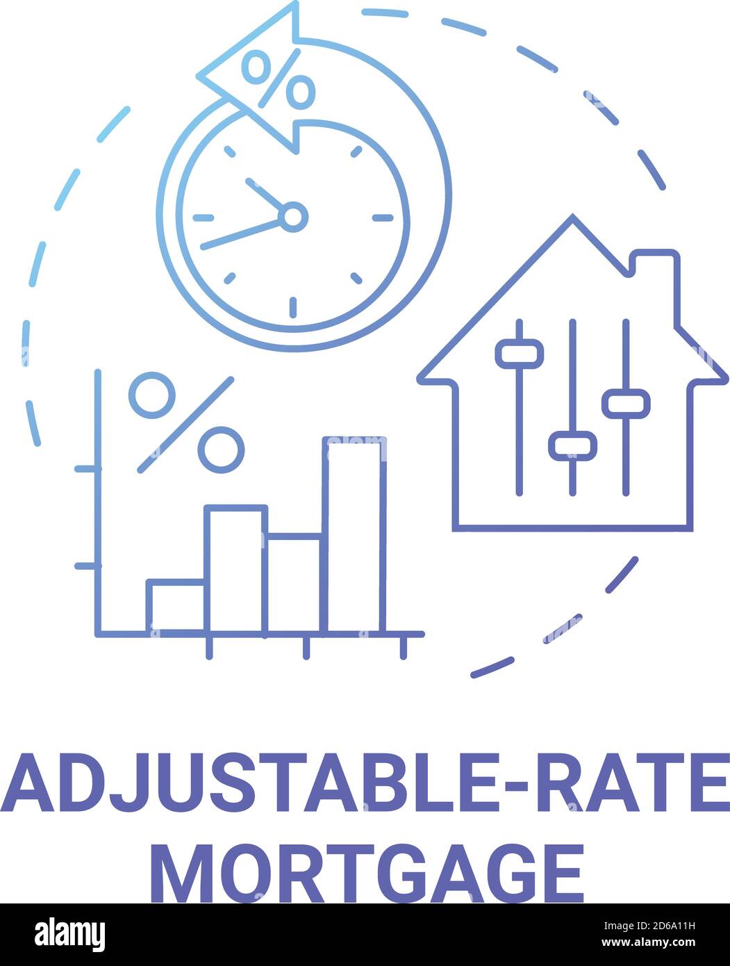 Adjustable-rate mortgage concept icon Stock Vector