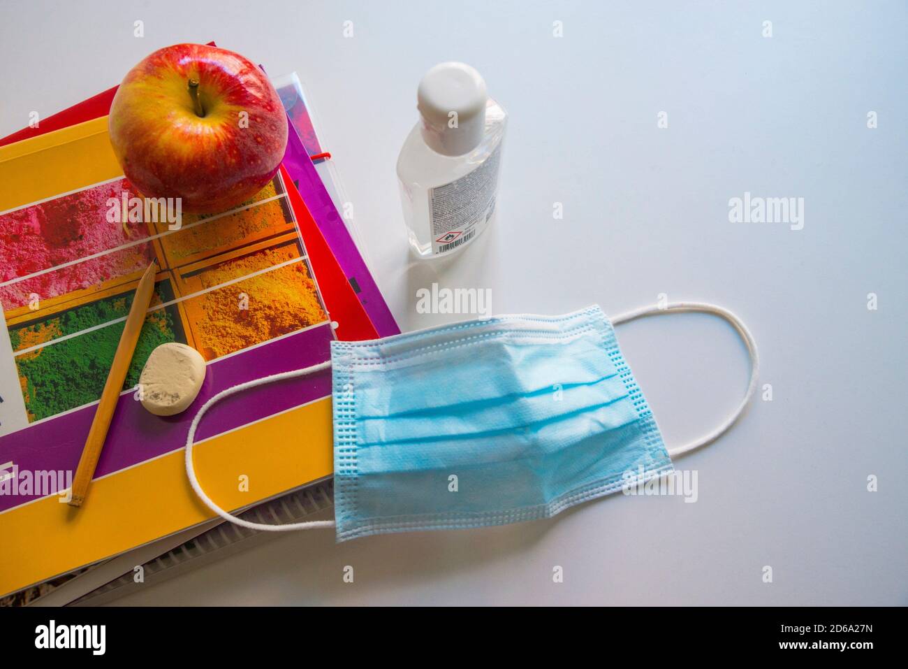 Back to school in Covid pandemic time. Stock Photo