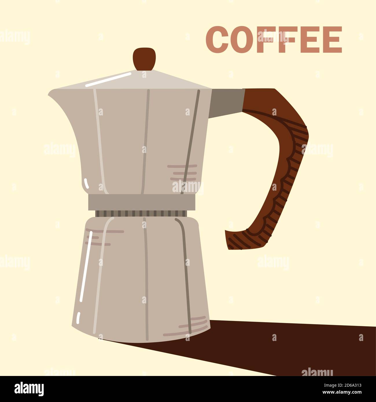 coffee brewing methods, moka pot hot beverage vector illustration Stock