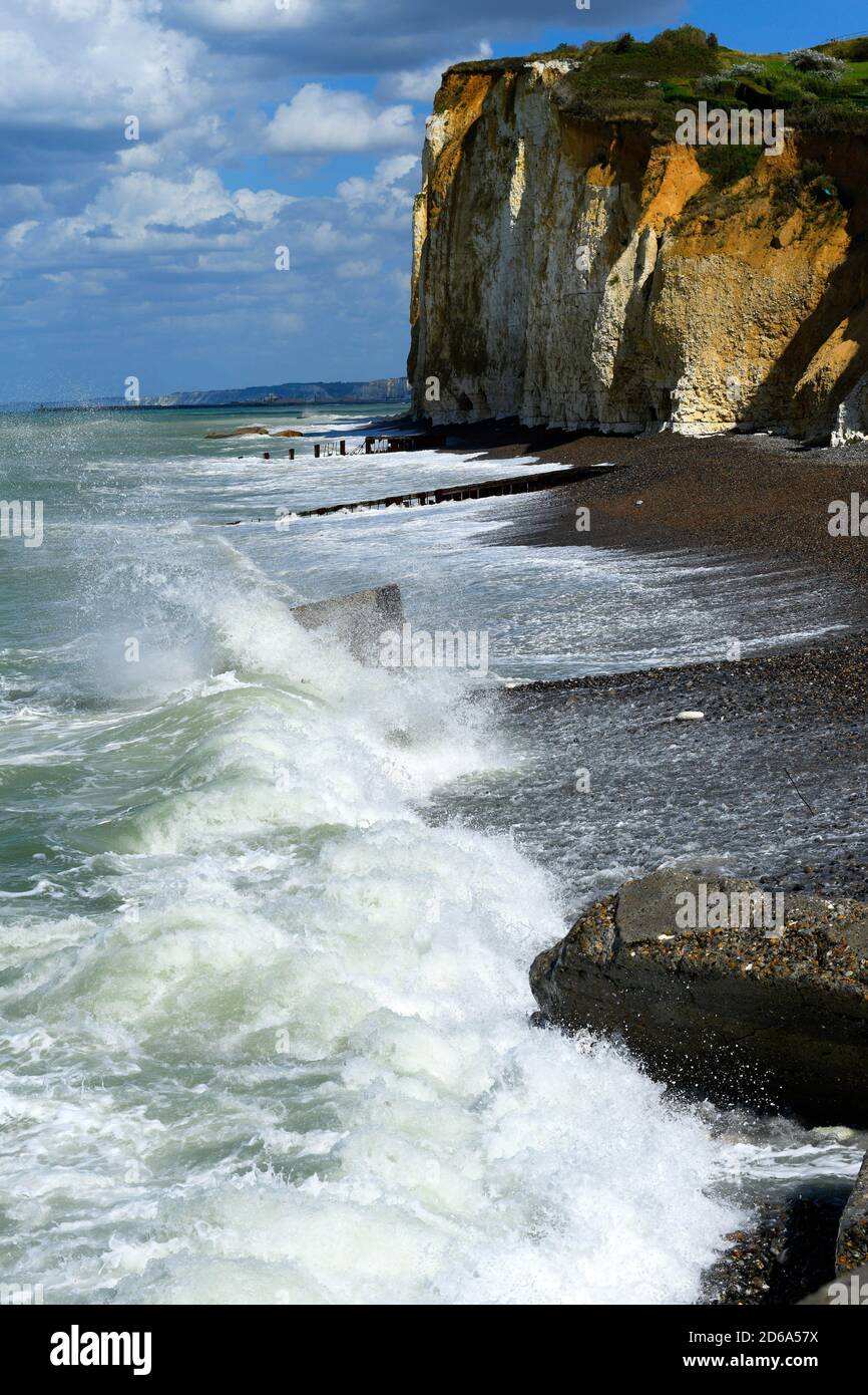 Cliffs of Pourville, Haute Normandie, Seine Maritime, France. Stock Photo
