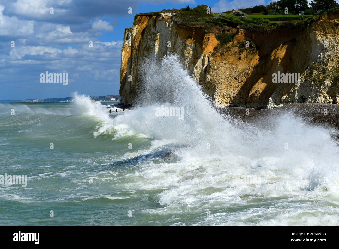 Cliffs of Pourville, Haute Normandie, Seine Maritime, France. Stock Photo