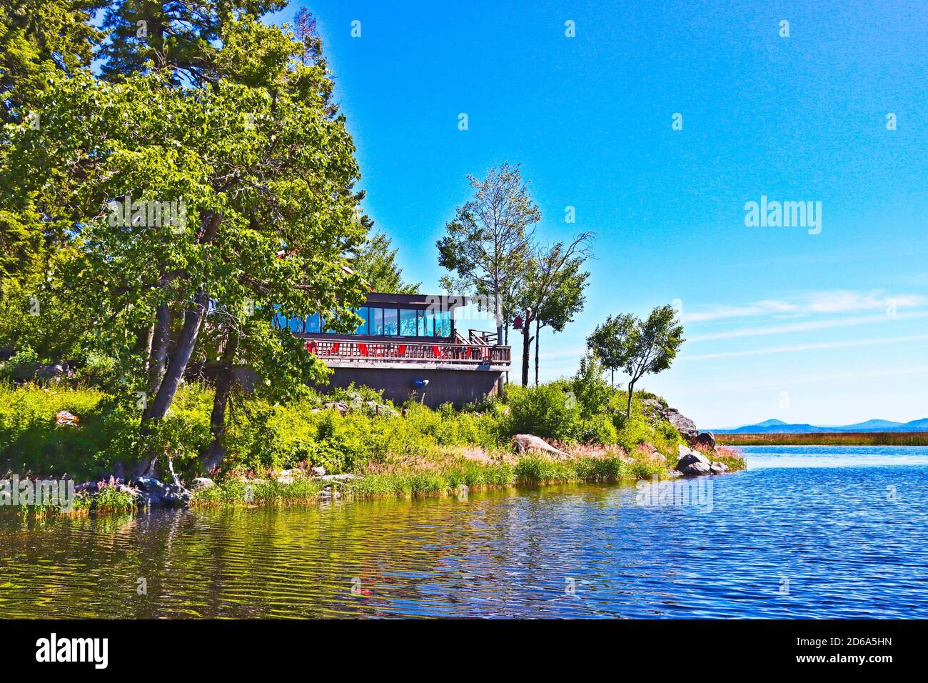 The lodge at Rocky Point on Upper Klamath Lake in Southern Oregon Stock ...