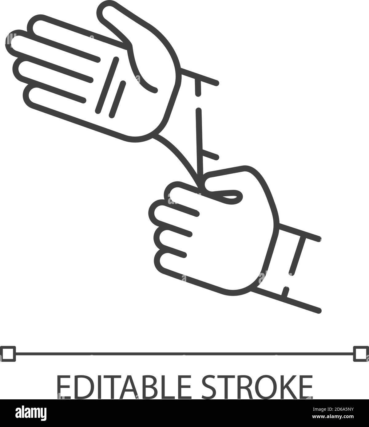 Disposable sterile gloves linear icon Stock Vector