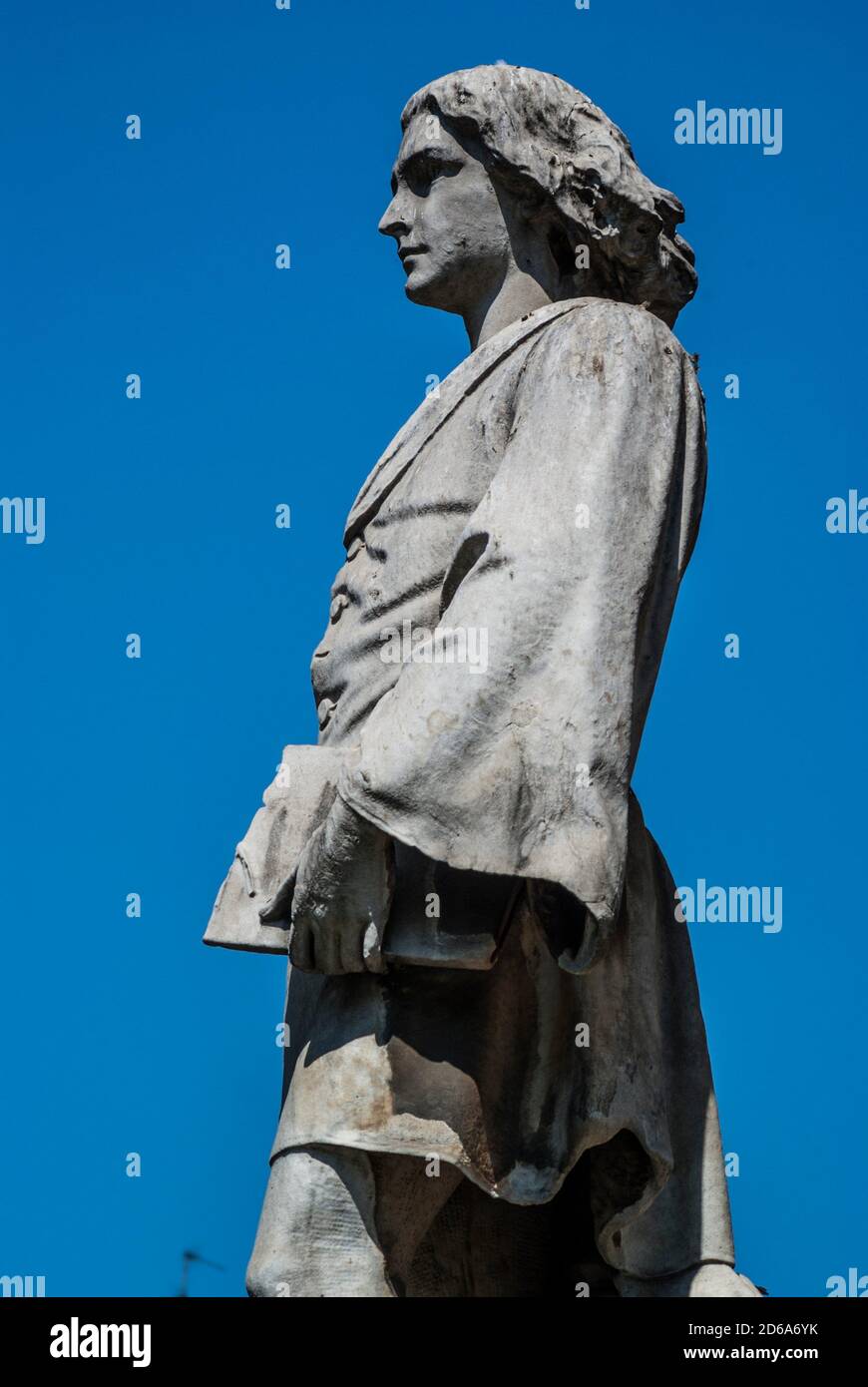 Statue of Marco d'Oggiono, pupil of da Vinci. Monument to Leonardo da
