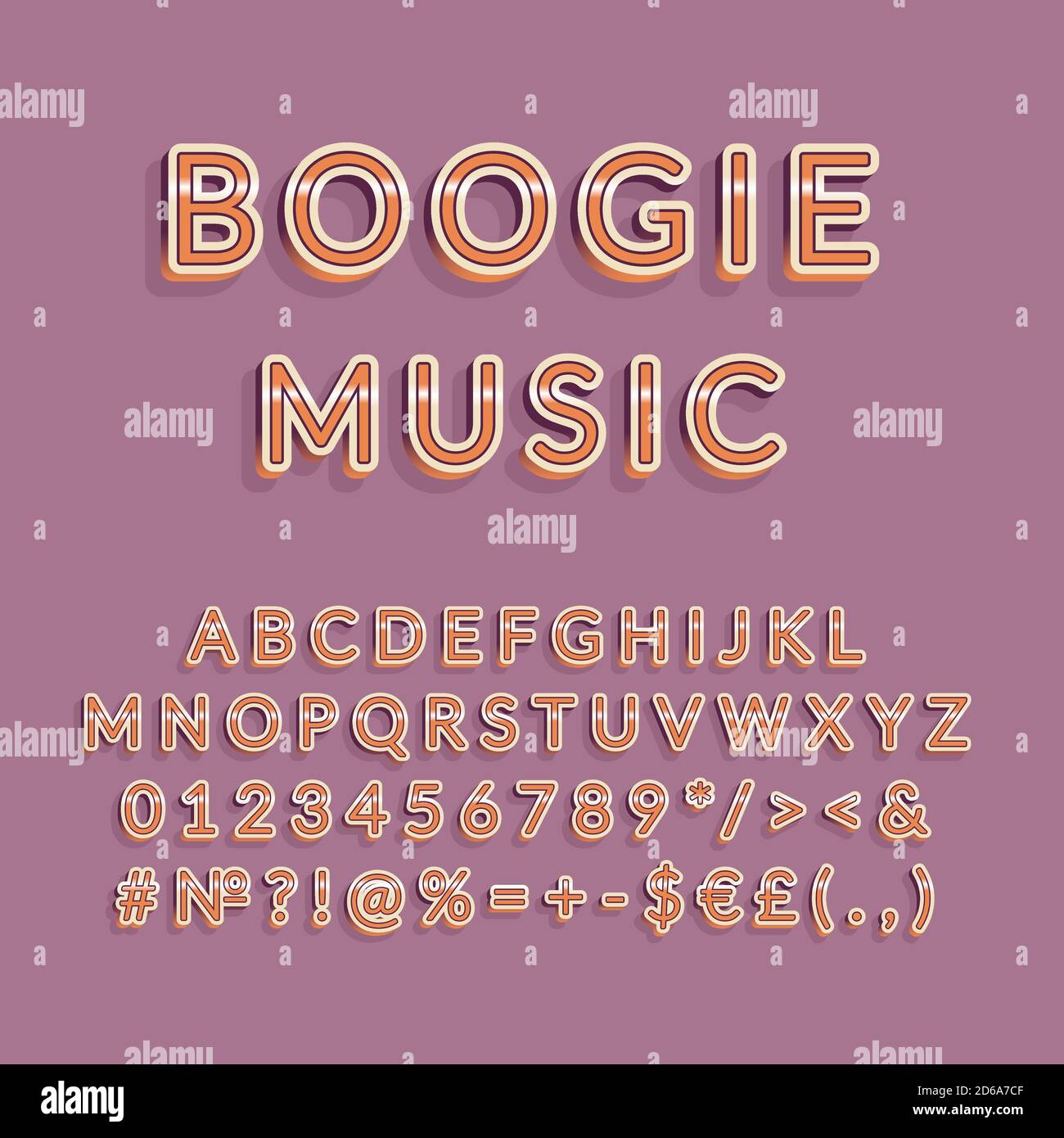 Boogie music header vintage 3d vector alphabet set Stock Vector Image ...