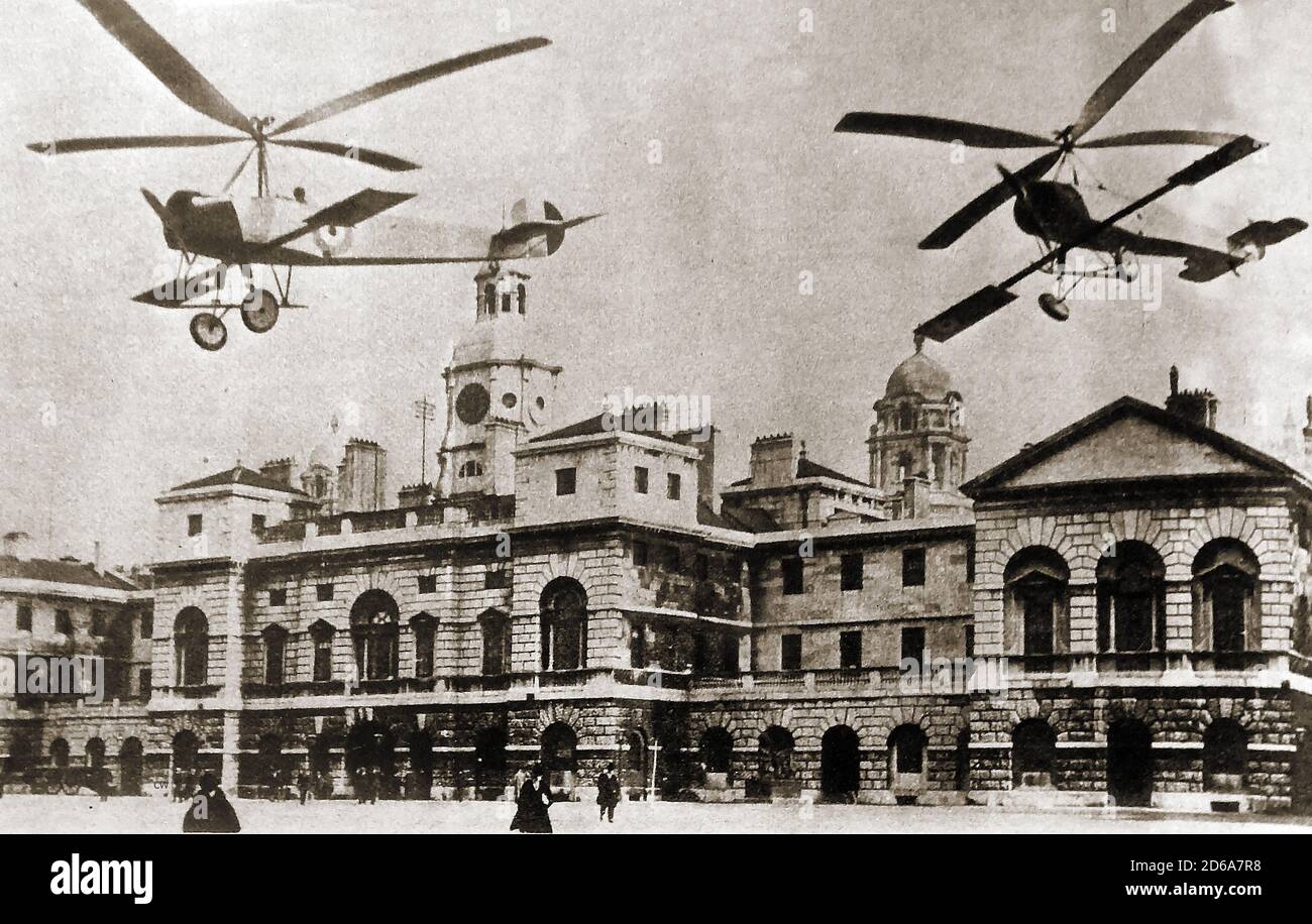 1930 Photo illustrating that it was suggested that Horse Guards Parade be used as a landing ground for new auto Giros. Stock Photo