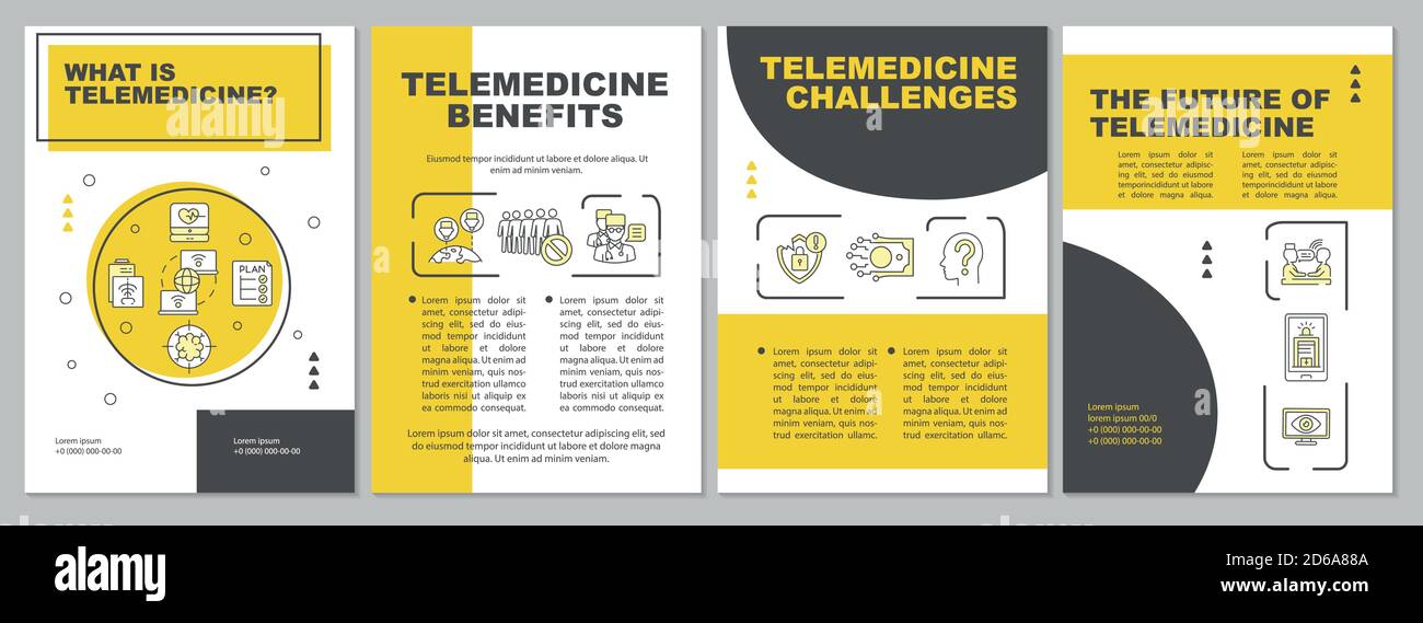 Telemedicine depiction brochure template Stock Vector