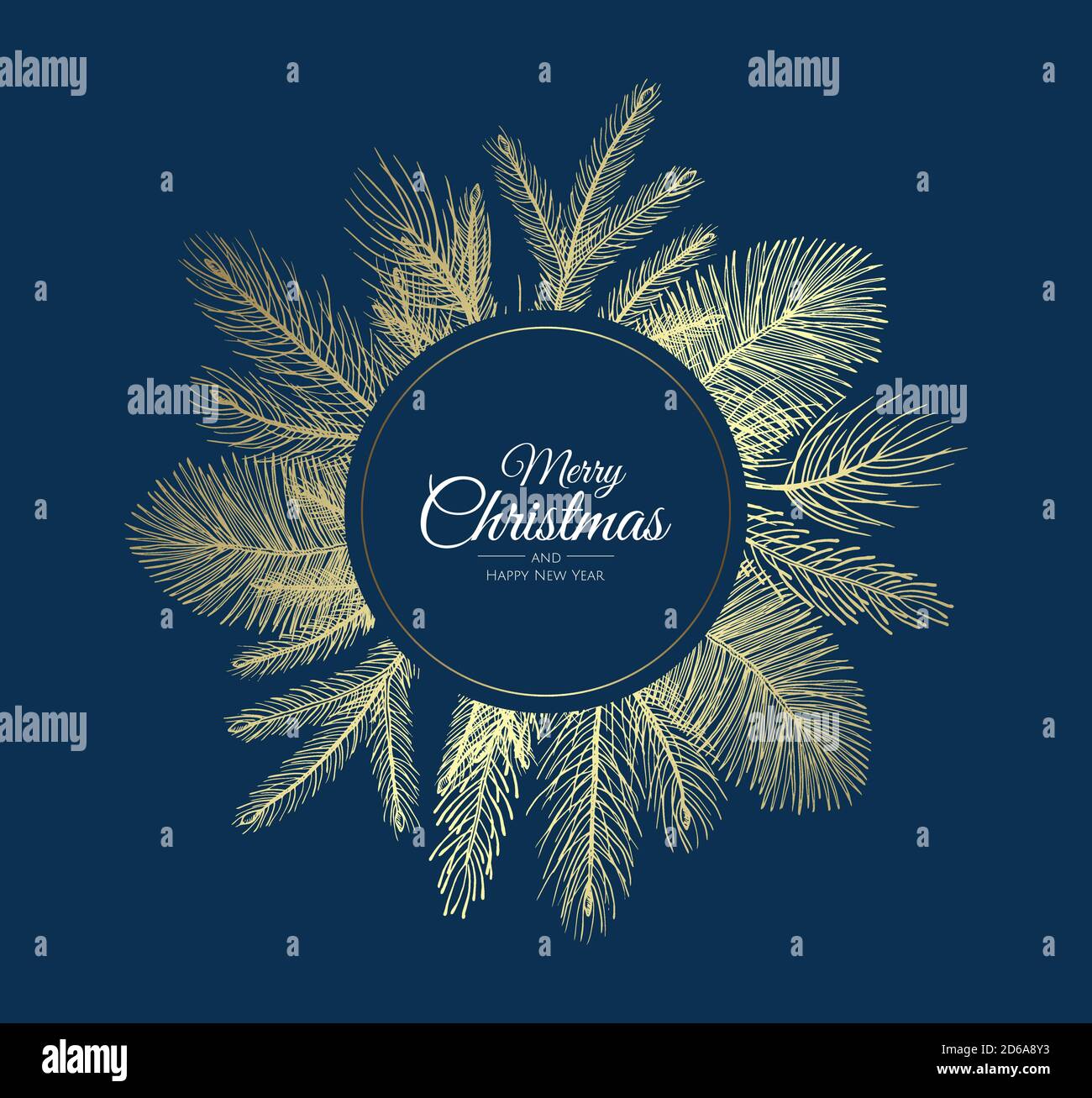 Merry Christmas greeting card with new years tree. Vector holiday ...