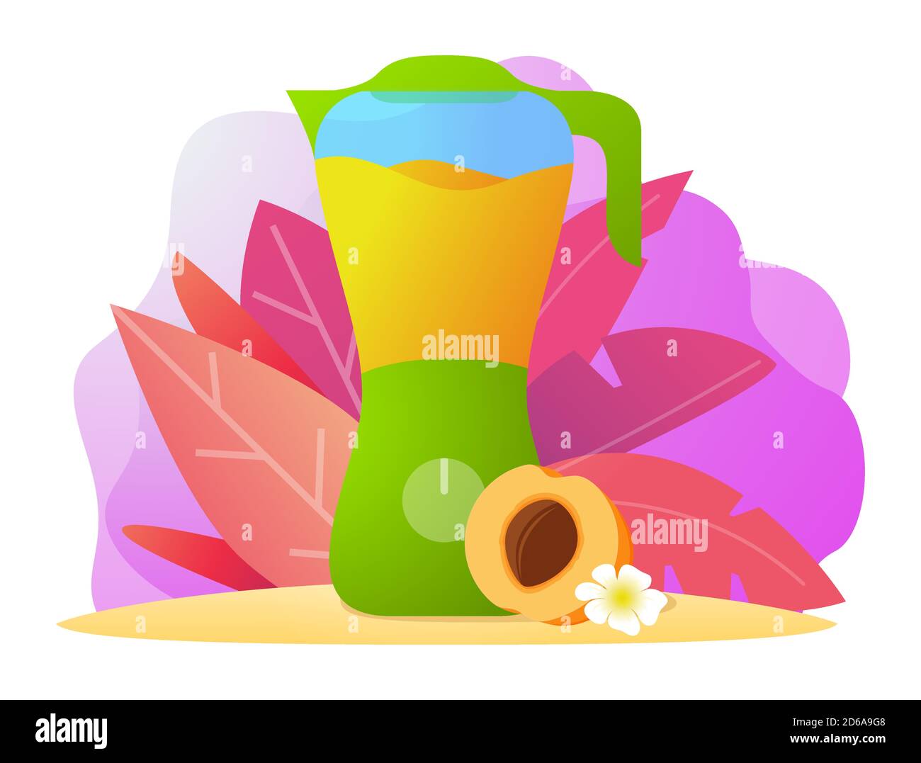 Blender apricot smoothie juice. Flat vector illustration Stock Vector