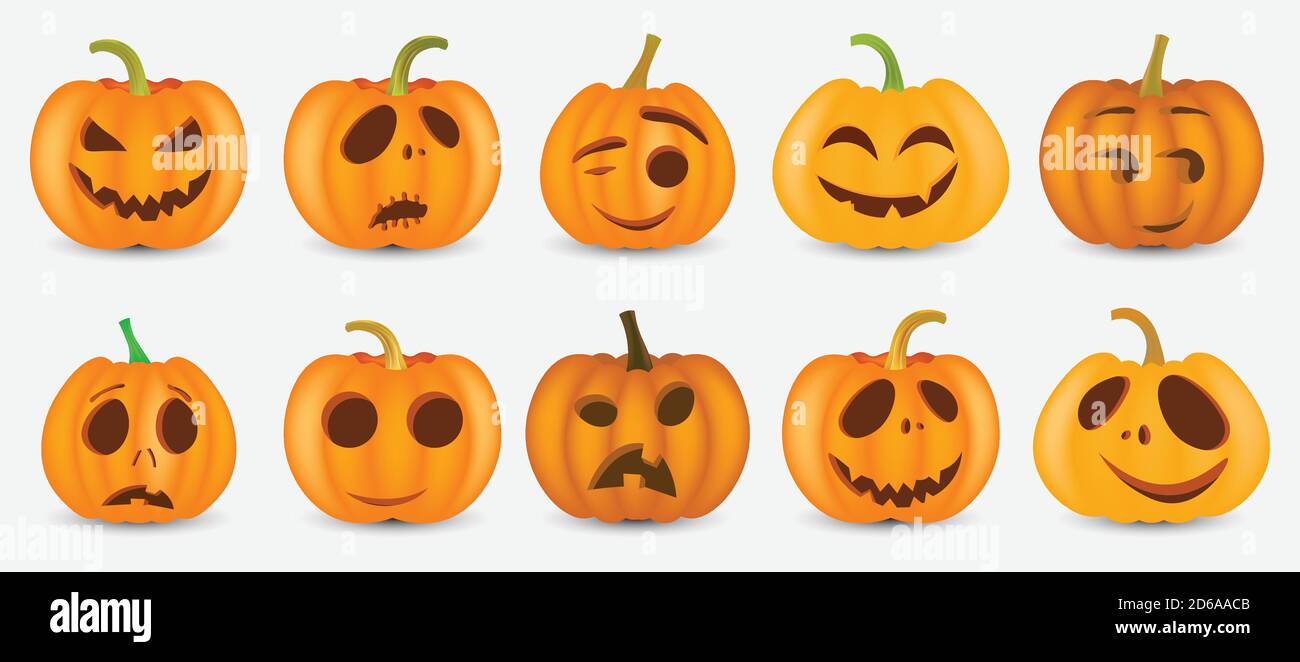 Halloween pumpkin with happy face on white background. Vector cartoon ...