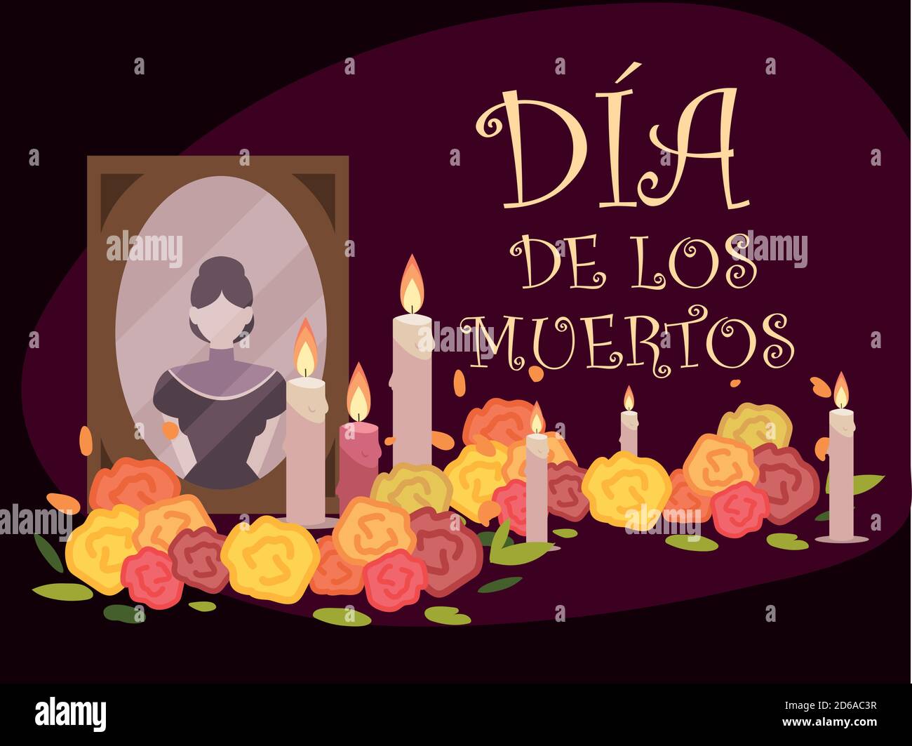day of the dead, mexican altar with photo candles ad flowers