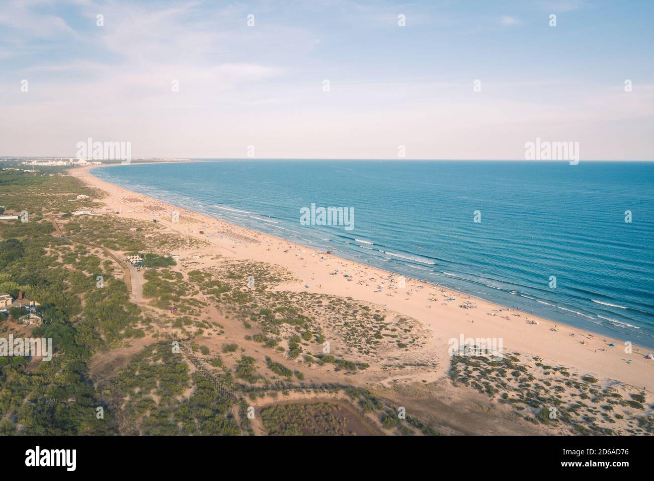 View of Ria Formosa and ocean from above, by drone Stock Photo