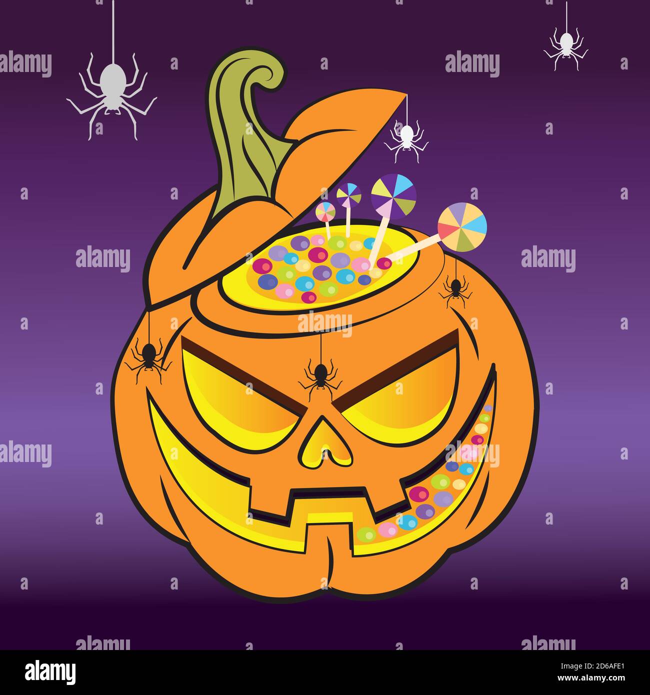Candy stuffed halloween pumpkin Stock Vector