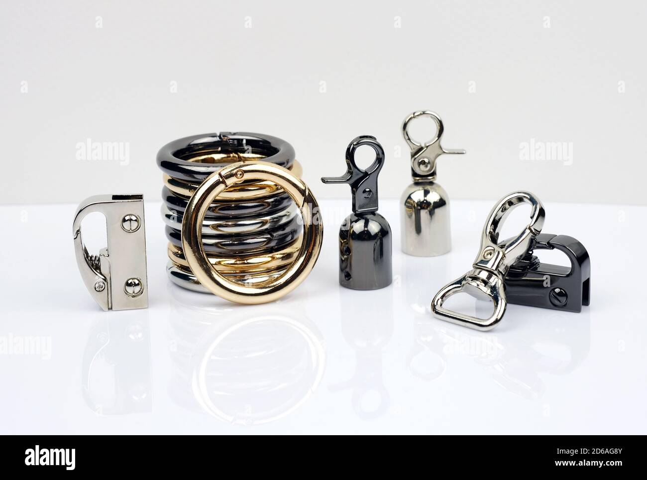 Metal accessories for making bags. Carabiner metal colors gold, silver and black silver. set of