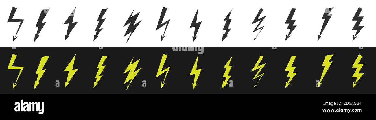 Lightning bolt icon set Stock Vector