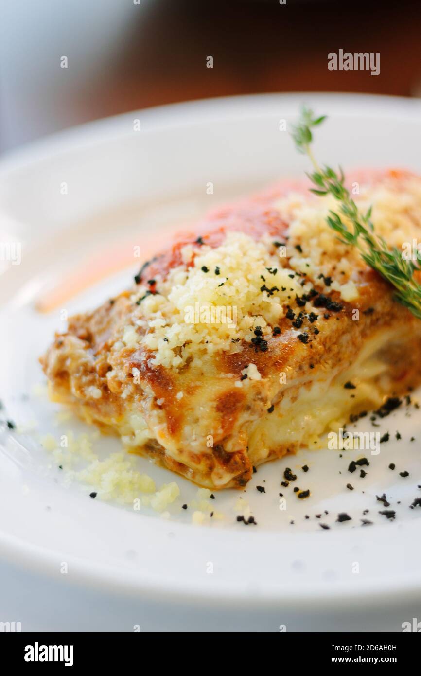 Traditional italian lasagne in an italian restaurant Stock Photo - Alamy