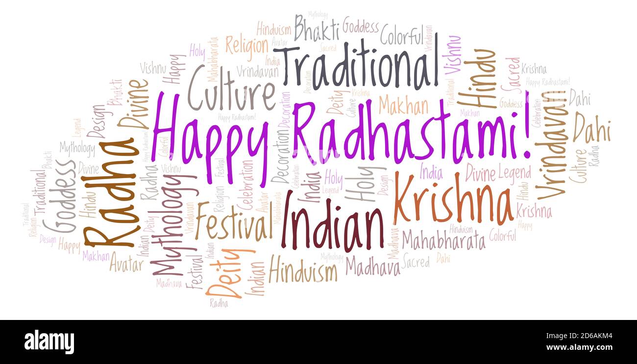 Happy Radhastami word cloud. Wordcloud made from letters and words ...