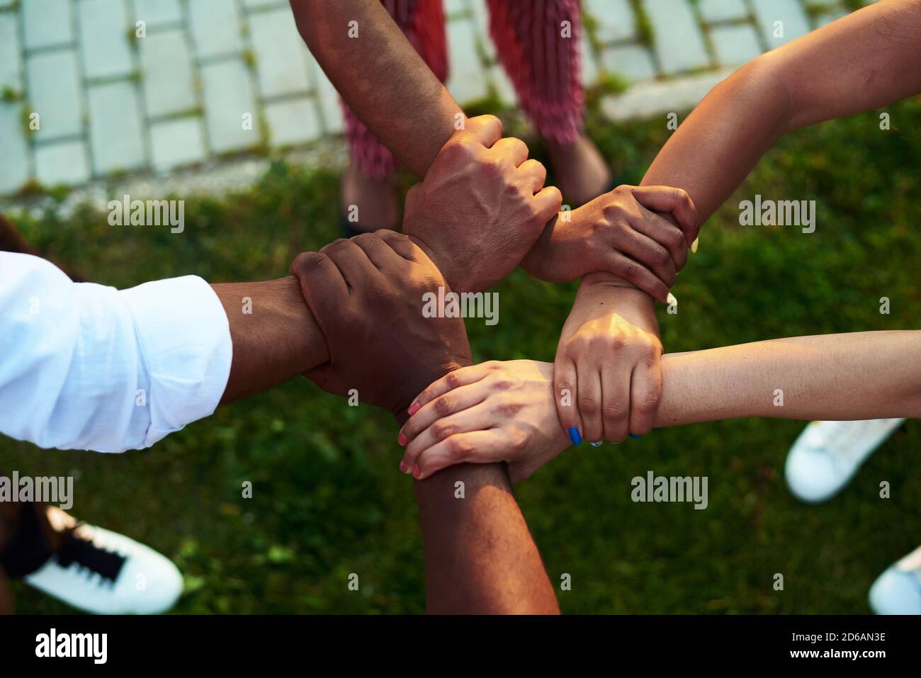 Black people with hands joined. Group of people stacking hands together  Stock Photo - Alamy
