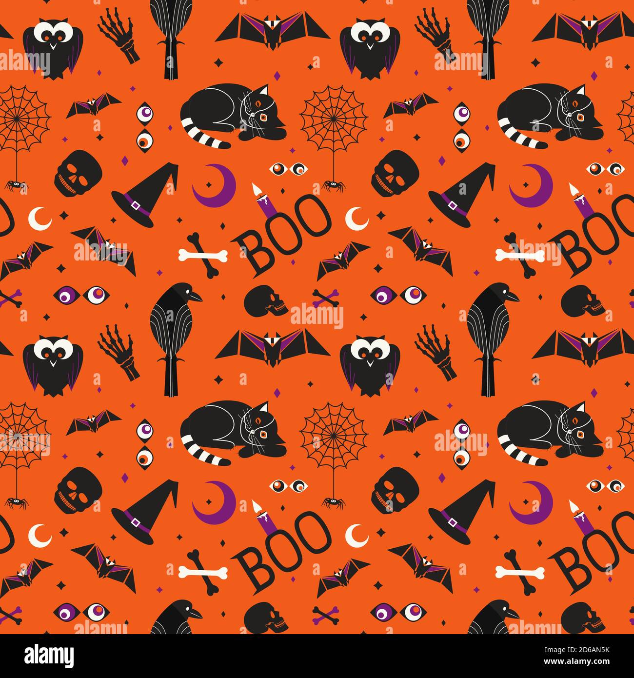 Halloween holidays cute sign set seamless pattern Stock Vector