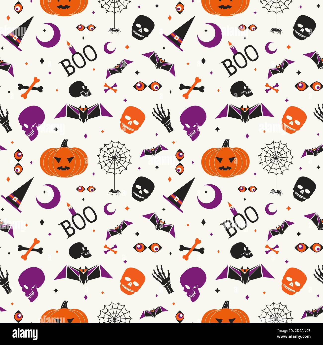 Halloween holiday cute symbol set seamless pattern Stock Vector