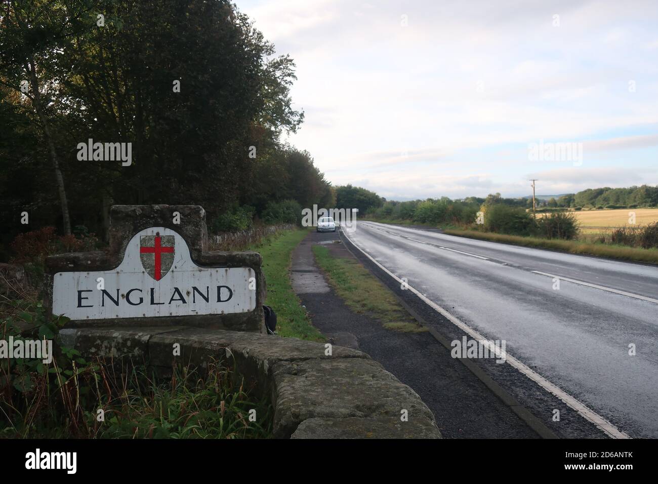 England border sign. The Anglo-Scottish border. Northumberland. England ...