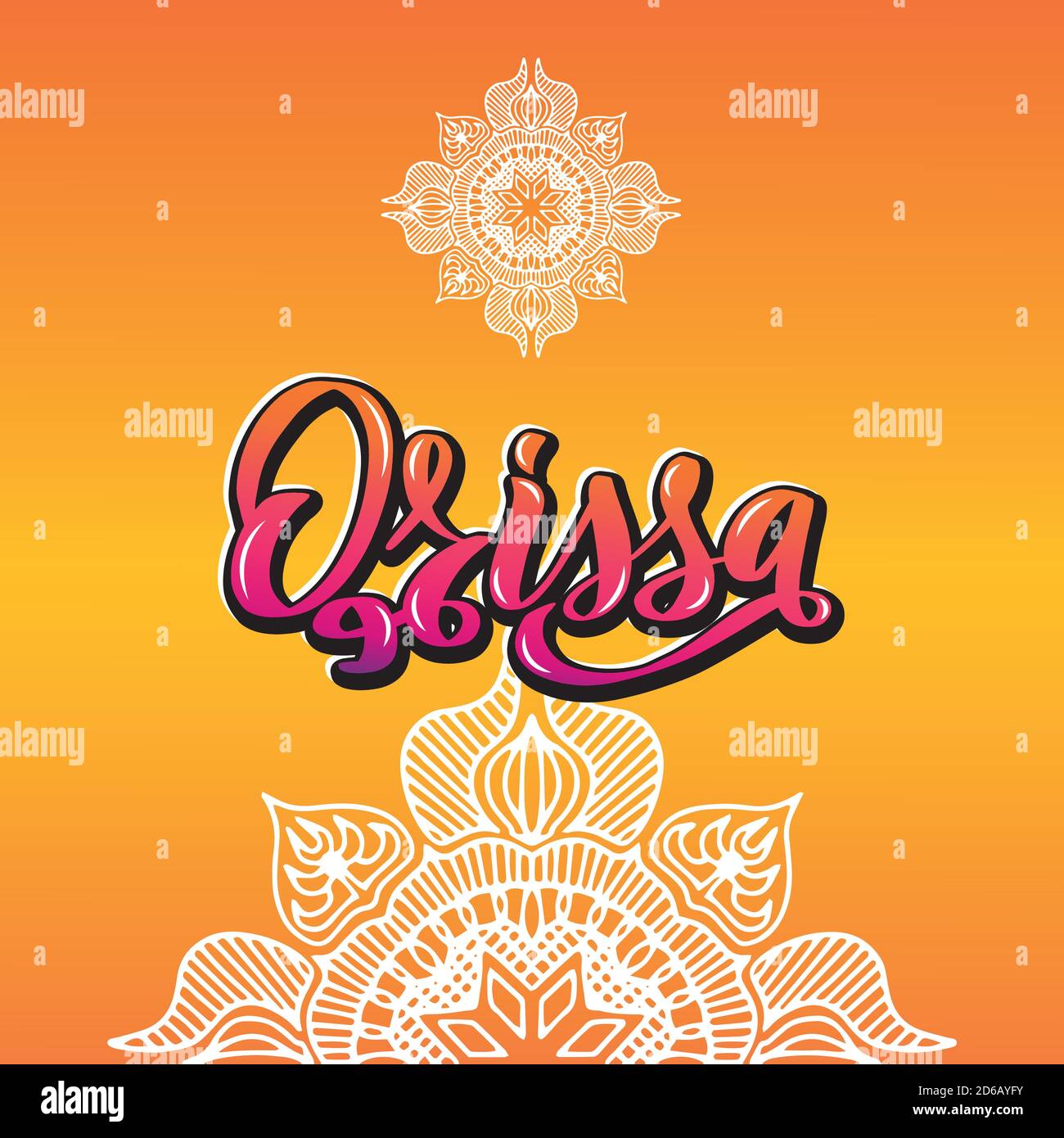Orissa Handwritten stock lettering typography. States of India.  Stock Vector