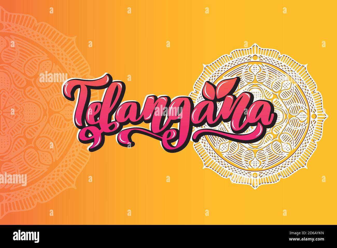 Telangana Handwritten stock lettering typography. States of India. Stock Vector