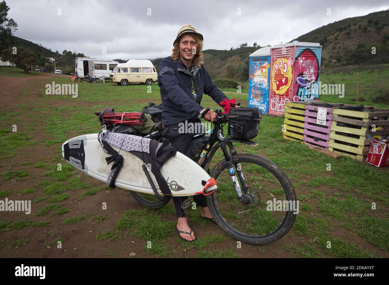 An unconventional traveller in Portugal Stock Photo