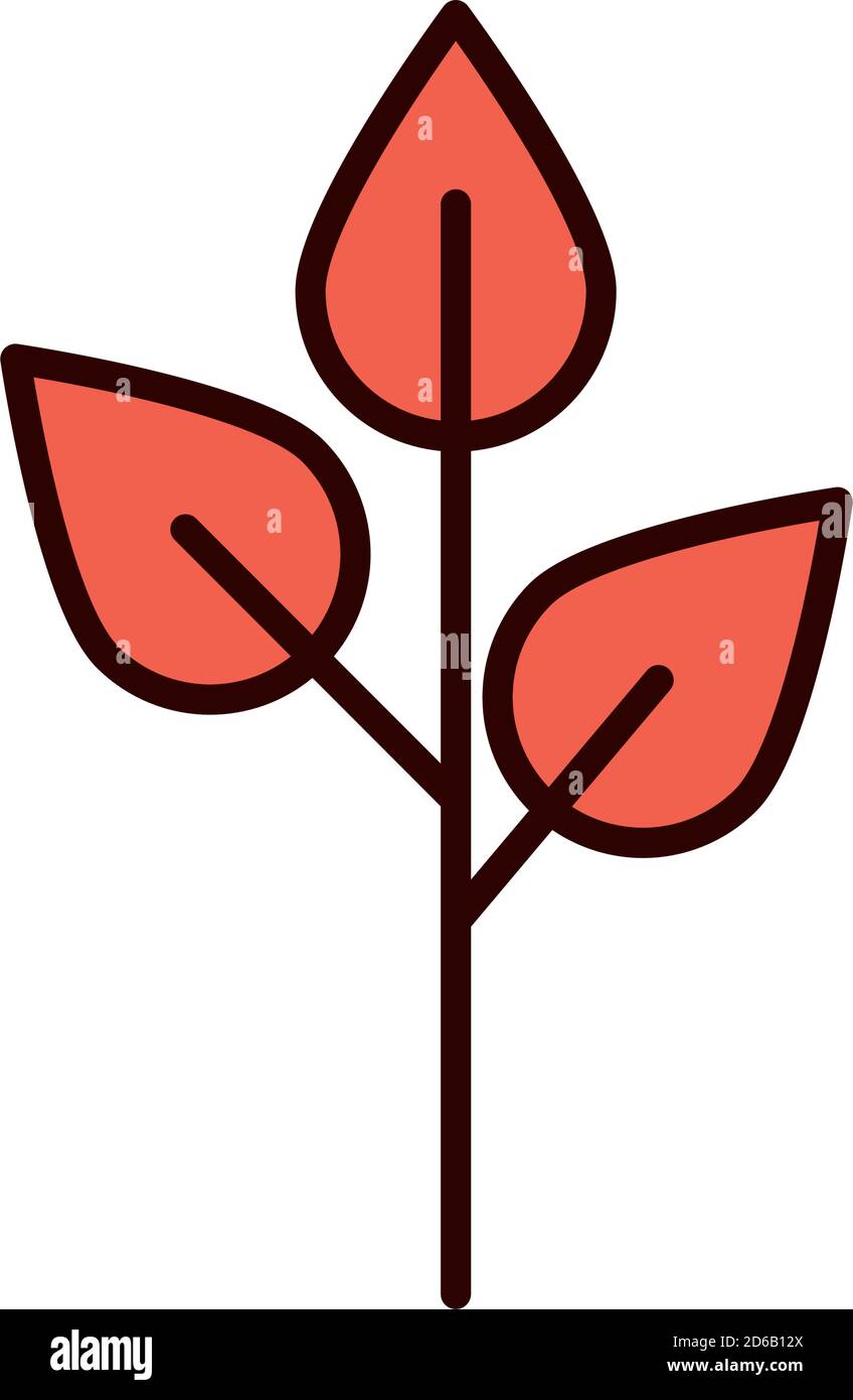 branch leaves foliage nature vector illustration line fill icon Stock ...