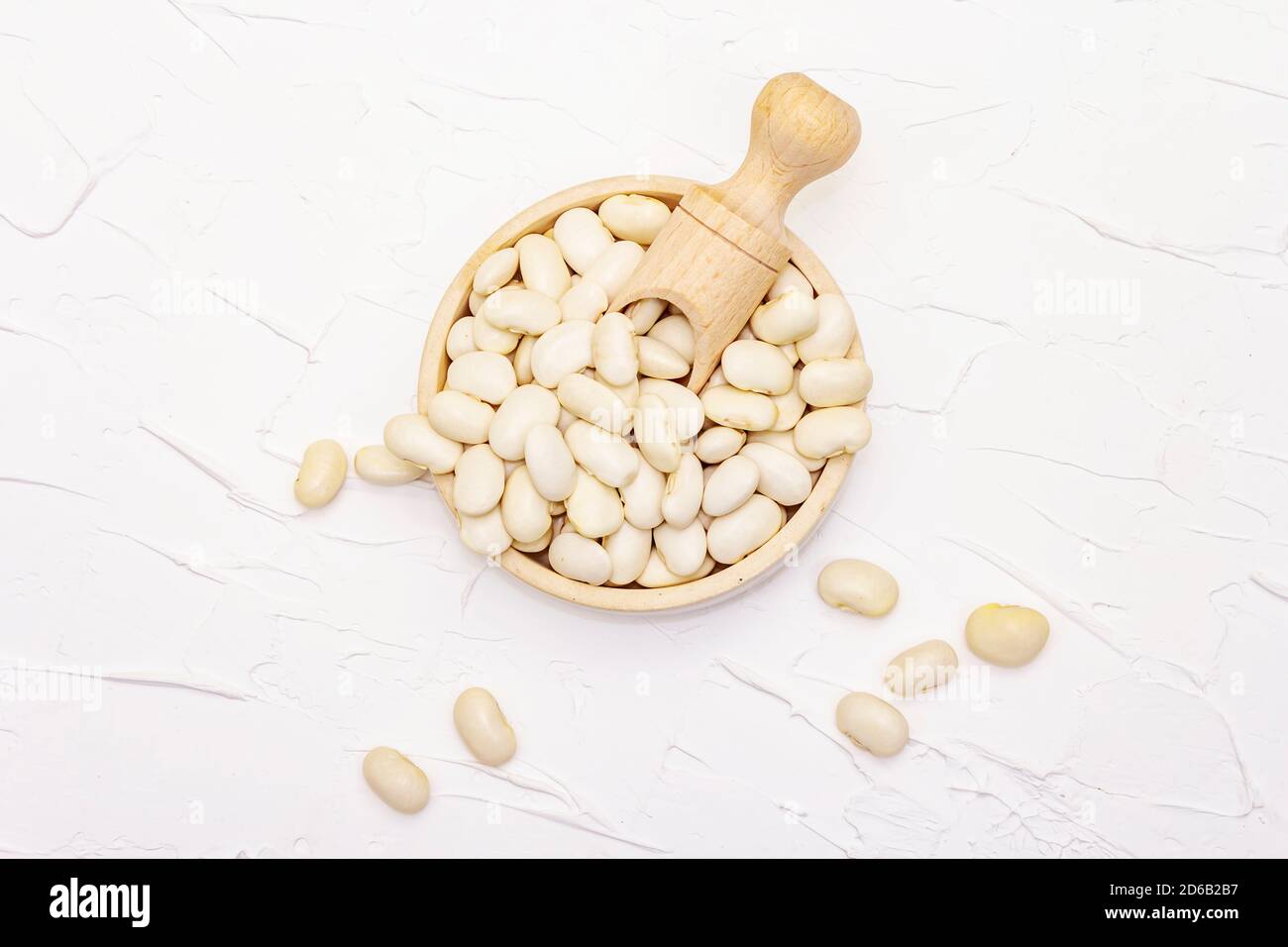 Dry Lima bean or kidney bean in glass jar. A valuable source of protein