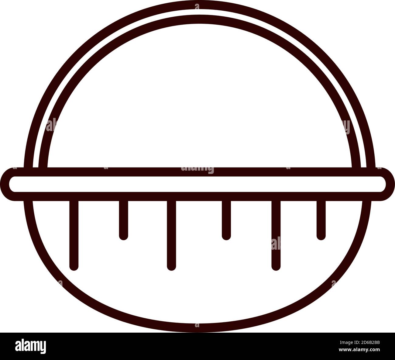 wicker basket traditional empty vector illustration line icon style ...