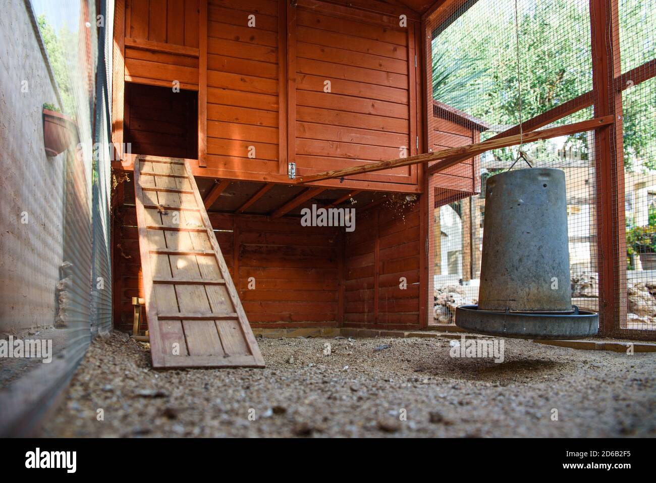Interior of a dirty empty chicken coop Stock Photo Alamy