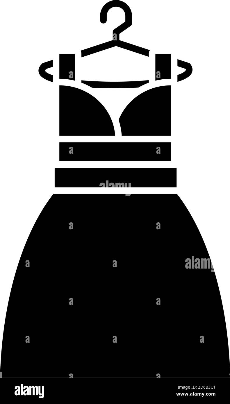 women dress on hanger icon over white background, silhouette style, vector illustration Stock Vector
