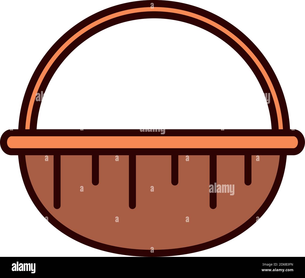 wicker basket traditional empty vector illustration line fill icon ...