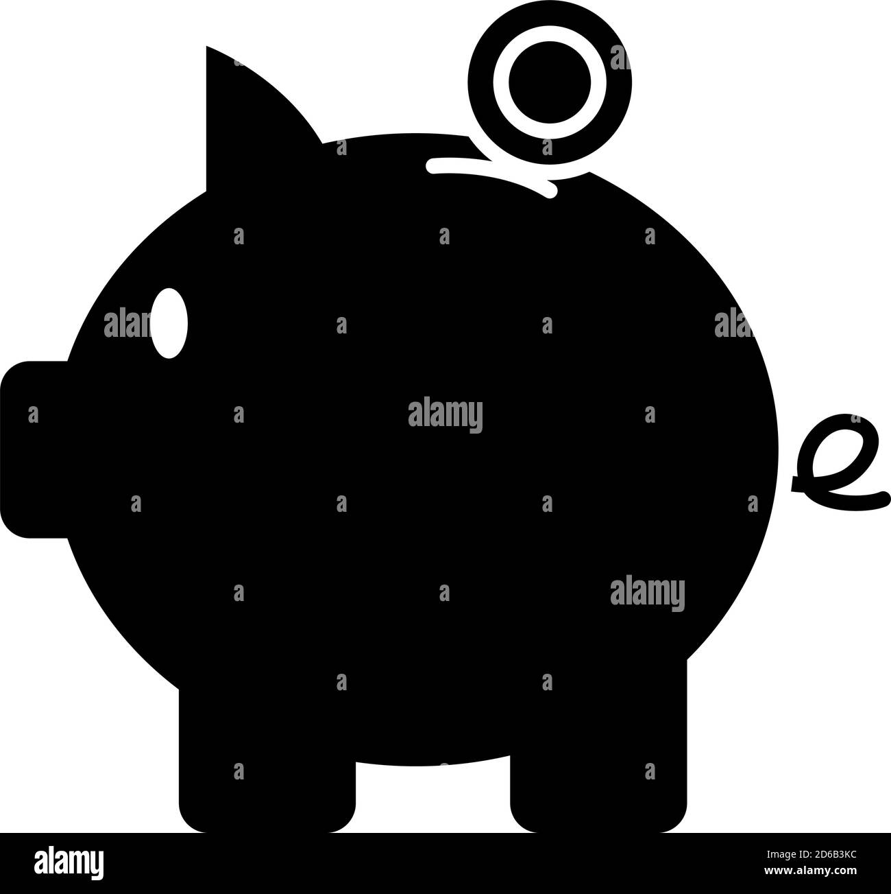 piggy bank icon over white background, silhouette style, vector ...