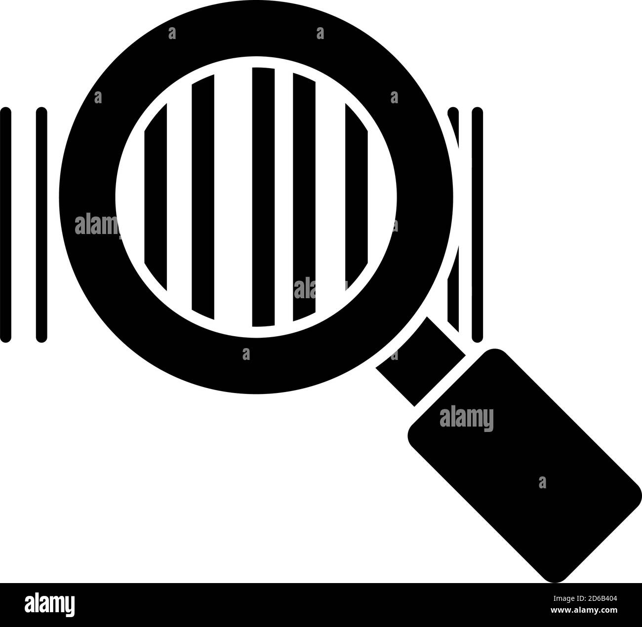 magnifying glass with bars code over white background, silhouette style, vector illustration Stock Vector