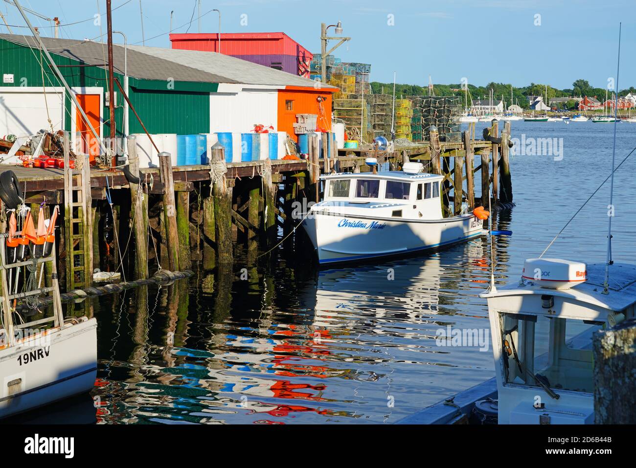 PORTLAND, ME 7 AUG 2020 View of lobster boats in the Portland harbor