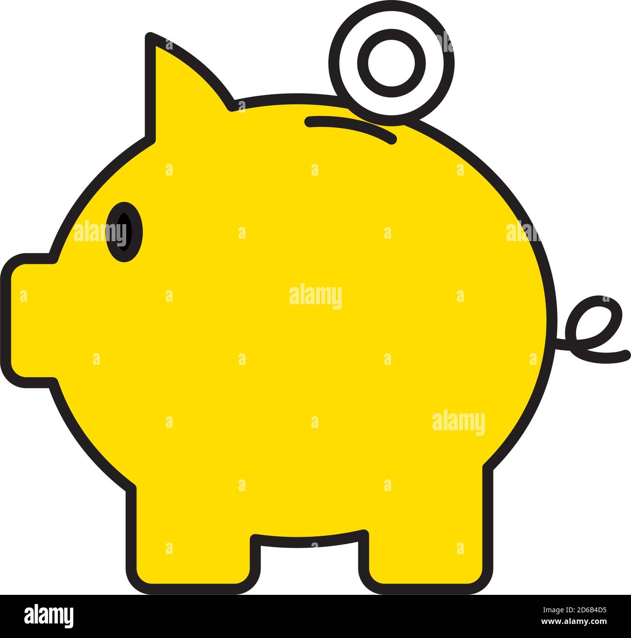 piggy bank icon over white background, line and fill style, vector ...