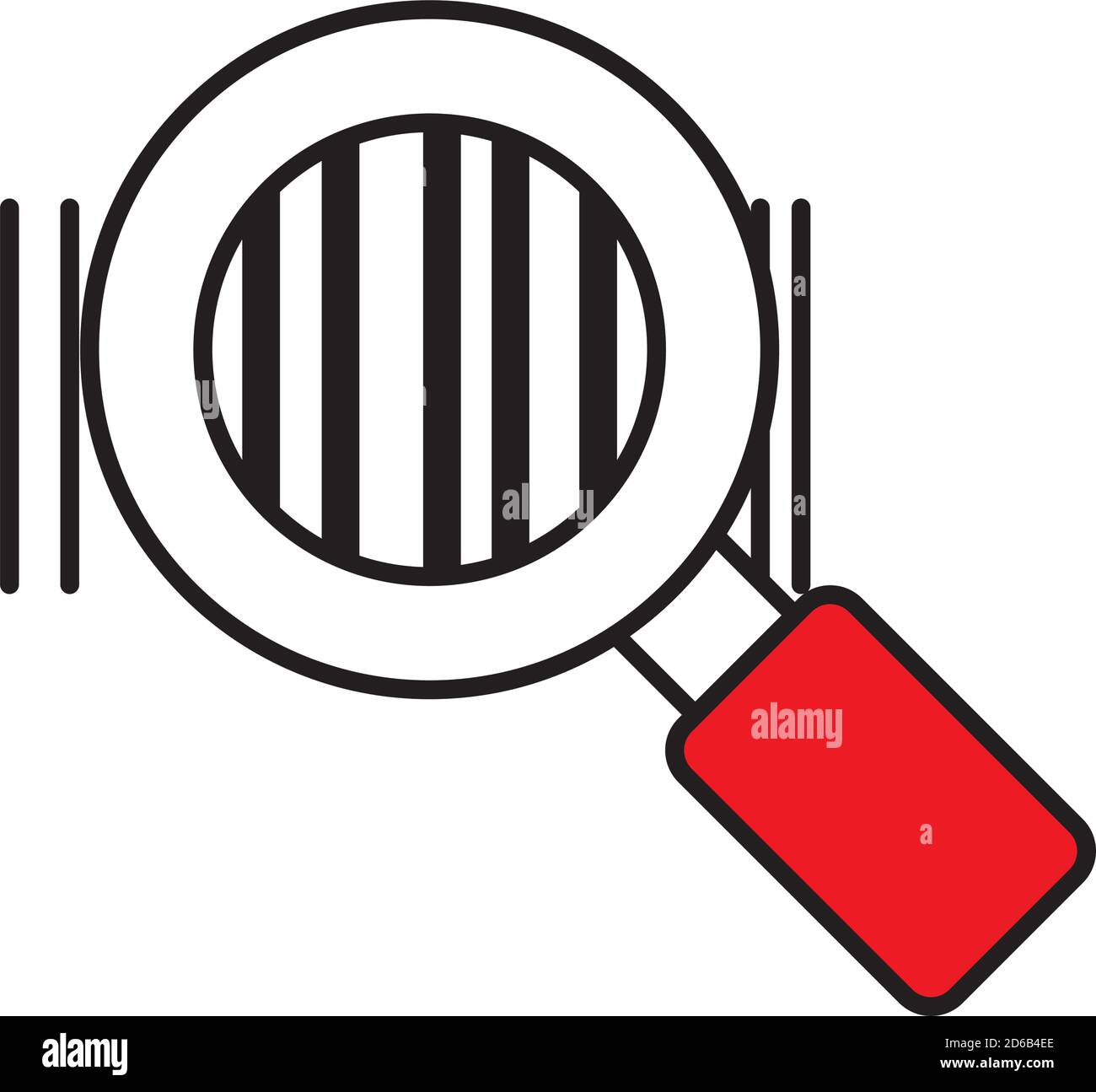 magnifying glass with bars code over white background, line and fill style, vector illustration Stock Vector