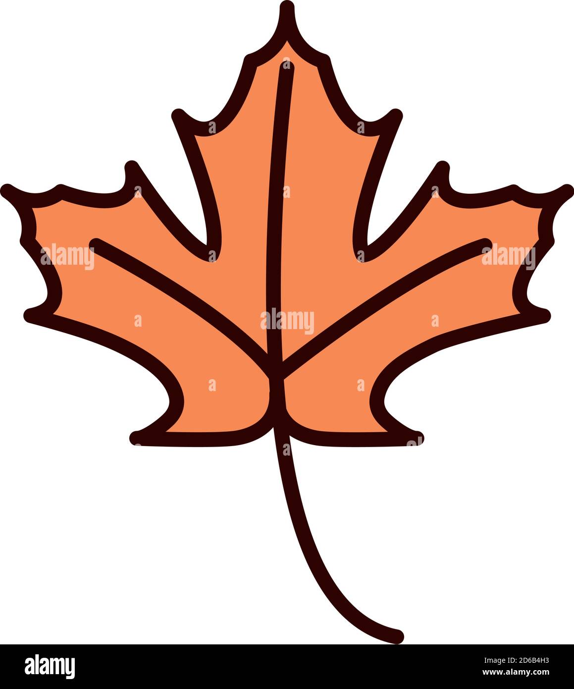 maple leaf foliage autumn nature vector illustration line fill icon ...